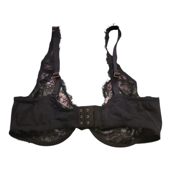 Victoria's Secret Black Very Sexy Unlined Demi Embroidered Floral Bra 36 DD - Picture 2 of 5